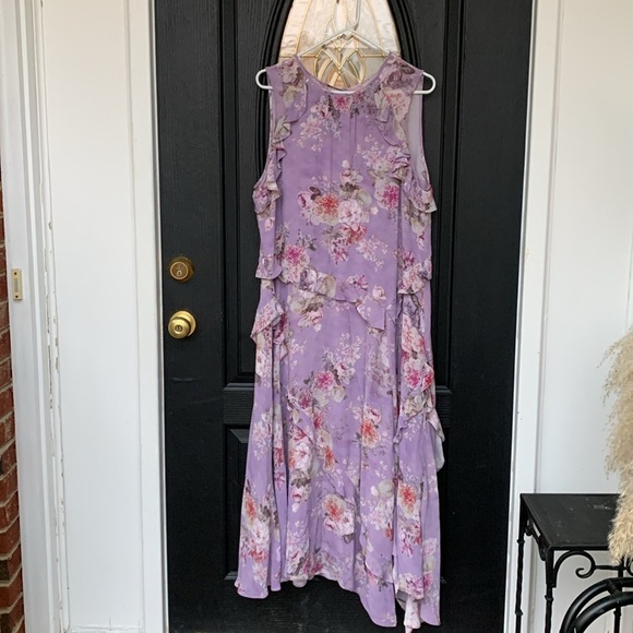 NWT Sundance Women's Floral Gathered Lilacs Dress lavender ruffles size X-LARGE - Picture 1 of 11